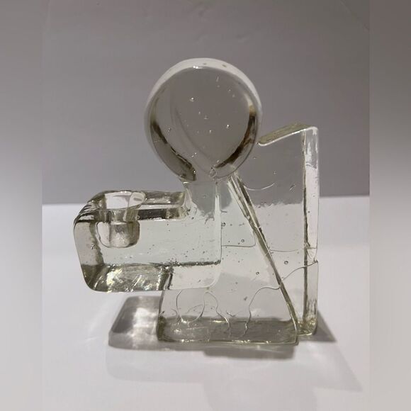 Wiesenthal Hutte Ice Glass Angel Candle Holder MCM Vintage Christmas - Picture 3 of 6